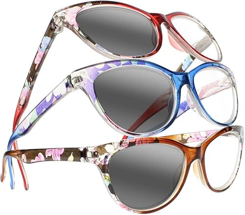 Gafas de lectura bifocales fotocales fotocromáticas para mujer con diseño de flor de ojo de gato
