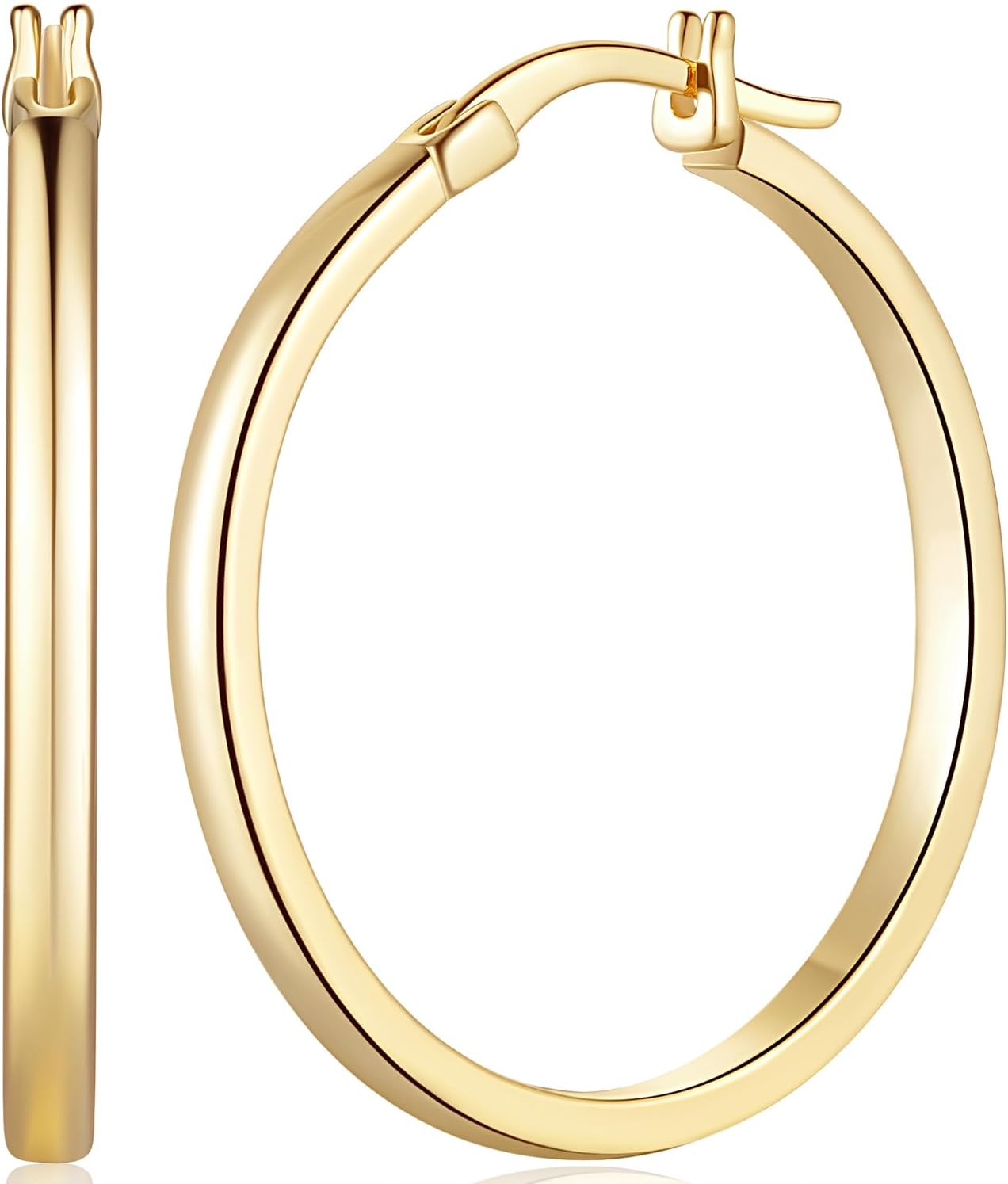 MOMELF14K Gold Hoop Earrings for Women 14K Gold Earrings for Women Lightweight Hoop Earring for Womens Earring 20/25/30/40mm