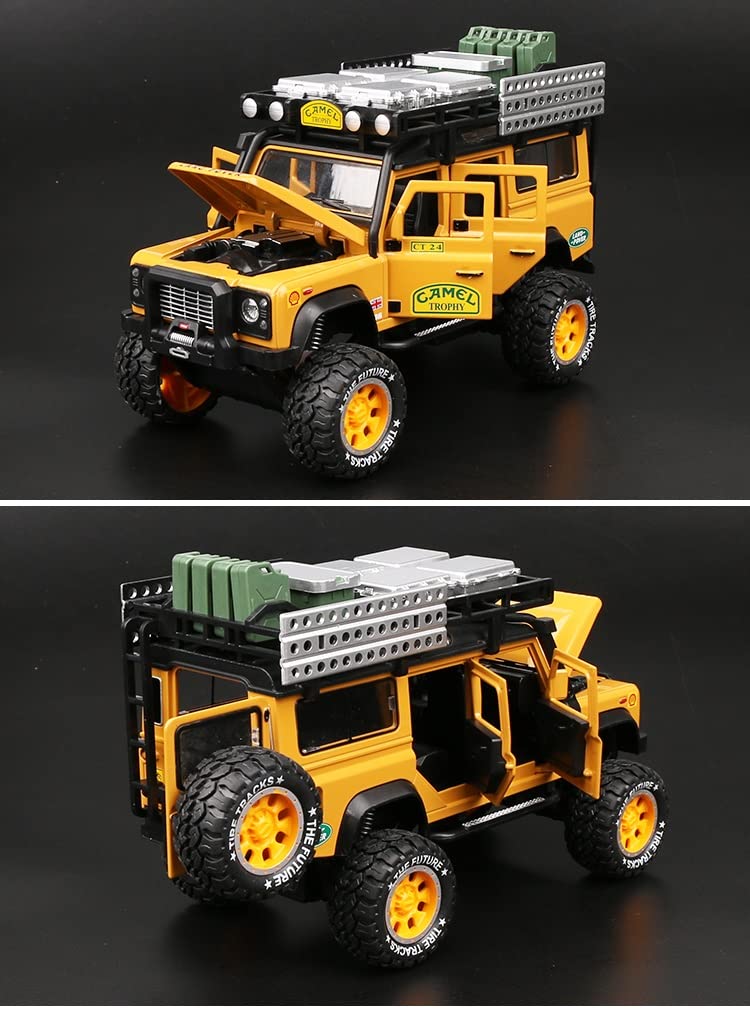 Veicoli a Motore in Scala 1/28 para Land Rover Defender Camel Cup Simulación De Fundición A Presión Modelo De Coche Todoterreno Vehículo De Juguete Modello di Auto Replica (Color :