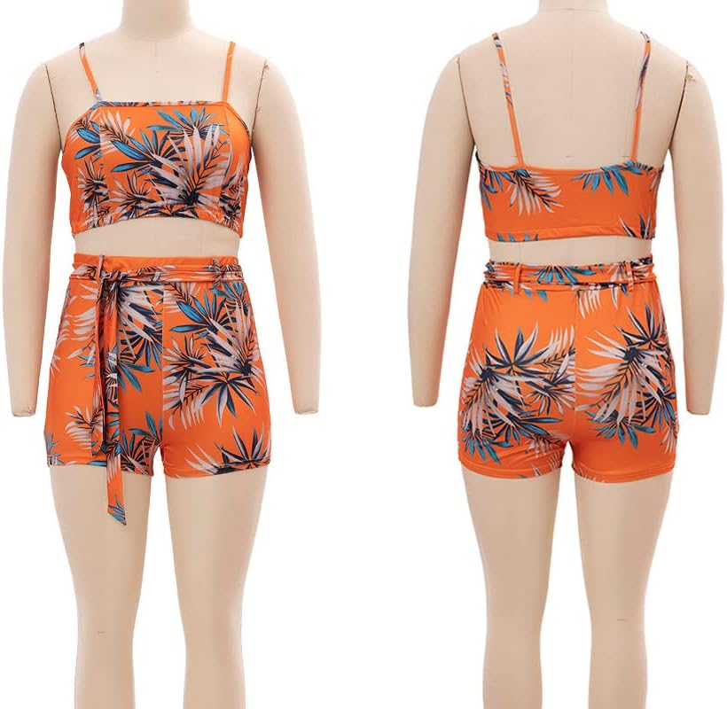 KEYUFANG Women 3 Piece Vocation Outfits Summer Suit Floral Kimono Cardigans Beach Cover Up Crop Cami Top Short Set - Image 5