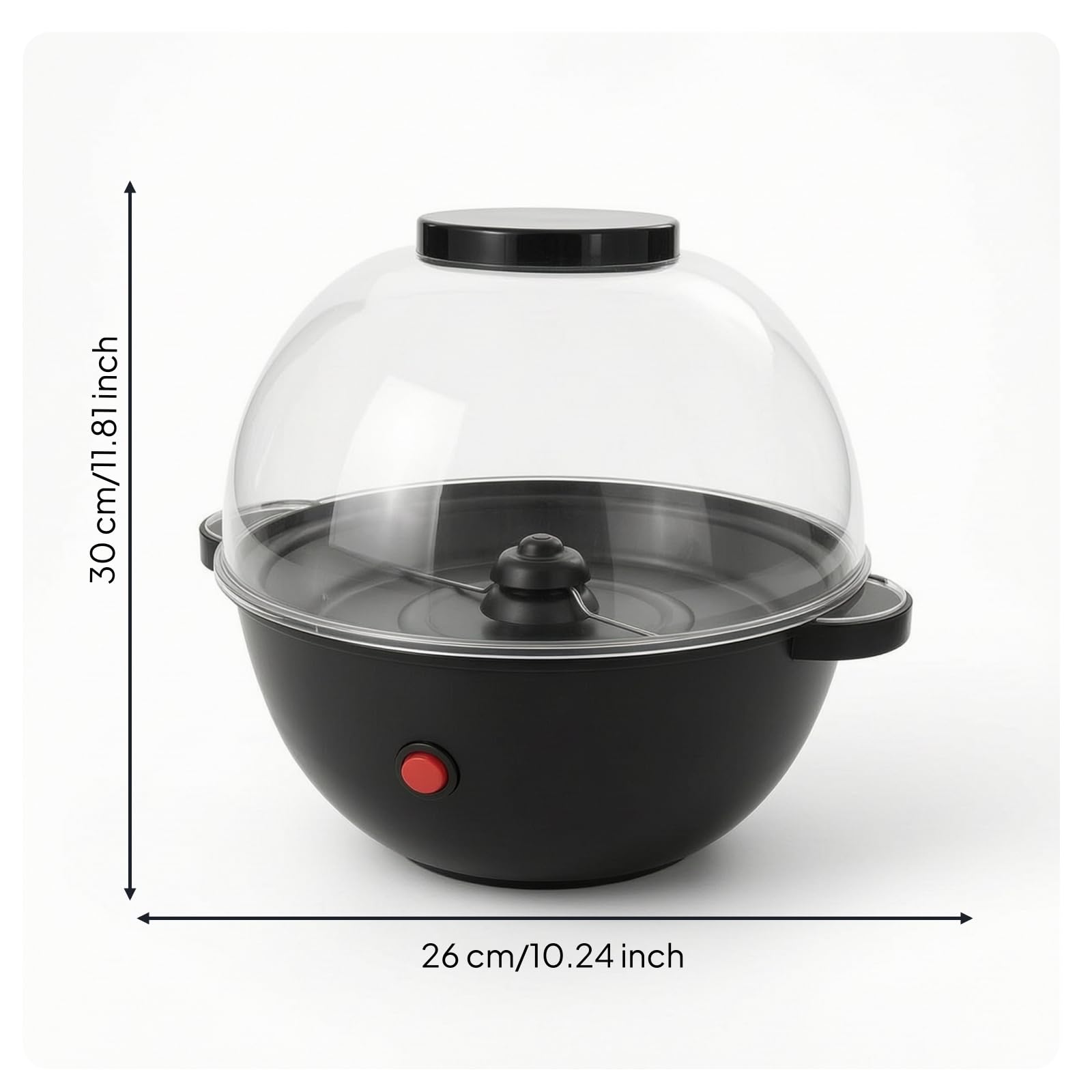 kowaku Máquina de Palomitas para Niños Máquina Palomitera Eléctrica Olla Palomera Aparato para Palomitas Máquina de Maíz Inflado con Cúpula Visible Uso con, Negro