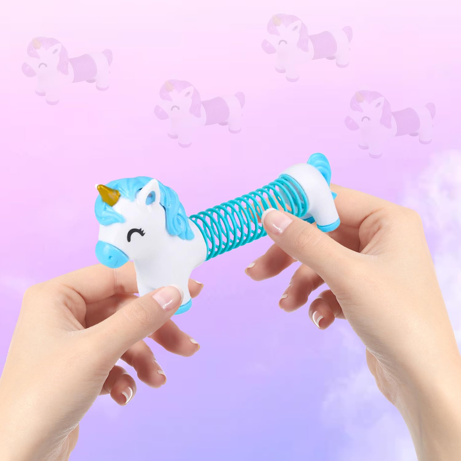 The Dreidel Company Unicorn Rainbow Coil Spring, Variety Colors of Unicorn Magic Springy Toy for Kids, Party Favor, Birthday Parties, Carnival Prizes, Goody Bag Filler, 4.7