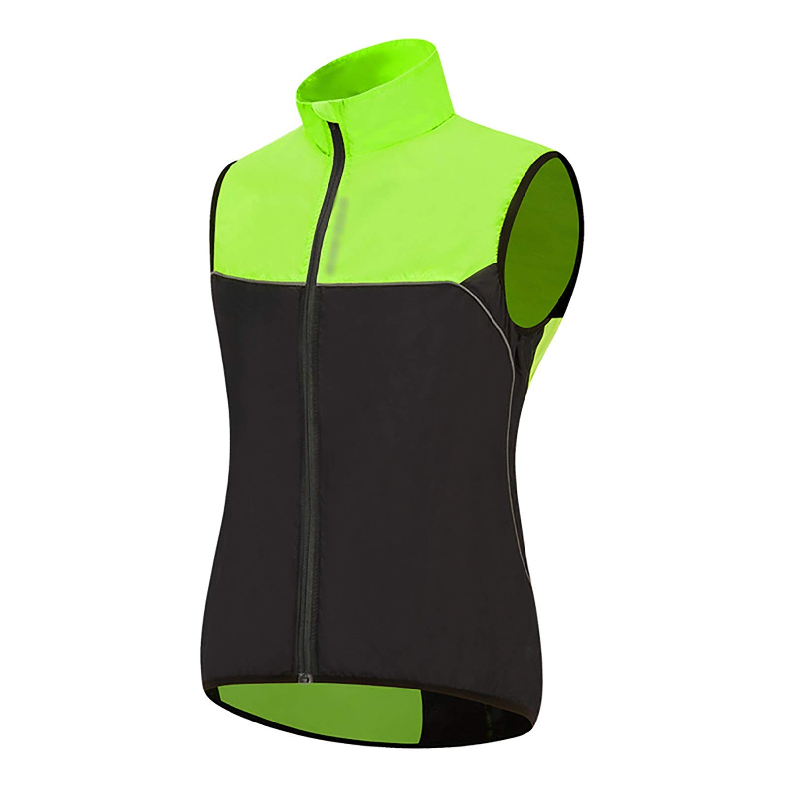 Hombres Chaleco Ciclismo Sin Mangas Antiviento Alta Visibilidad Impermeable Chaleco Bicicleta Con Tira Reflectante (Color : Black, Size : Large)