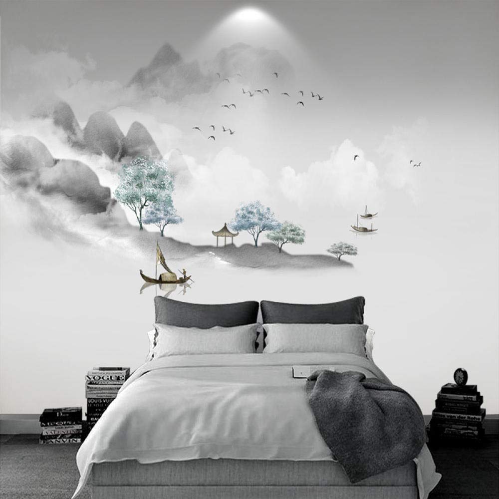 New Chinese Style Living Room TV Background Wall Wallpaper 8D Plain - View #3