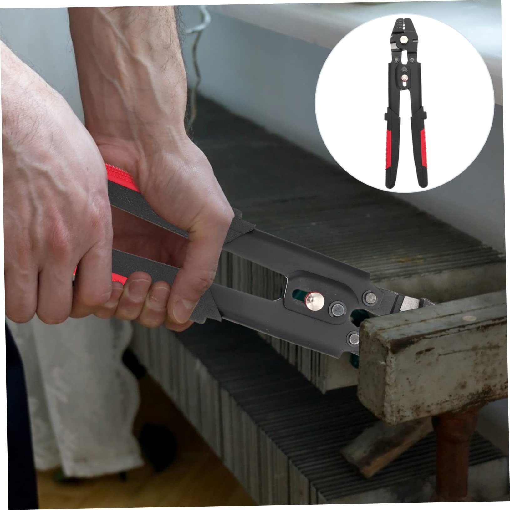 Angoily Pinze per Crimpatura in Acciaio 8 Lettere per Cavi e Pesca, Pinza per Barilotto in Alluminio, Strumento per Crimpatura Manuale Manico in Plastica Nero