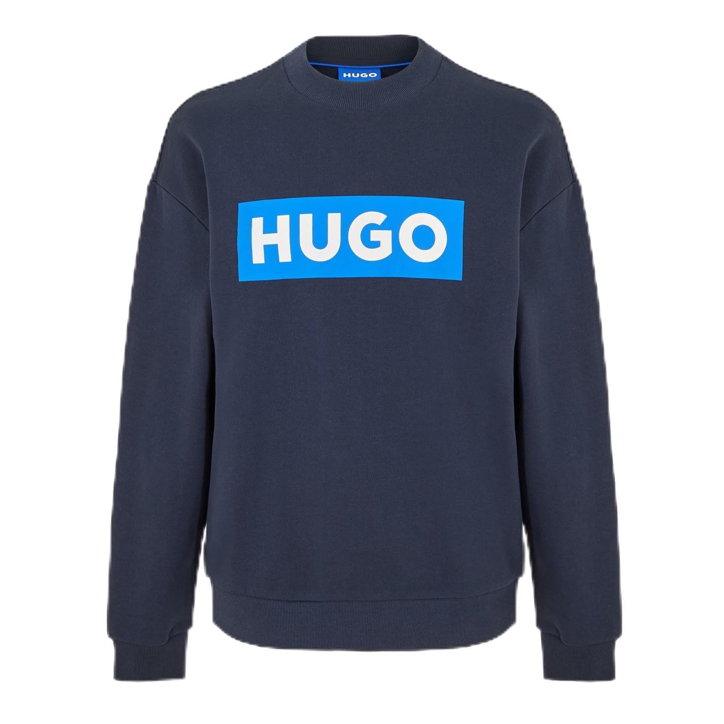 HUGO Mens Niero Crew Sweater Long Sleeve Cotton Navy S