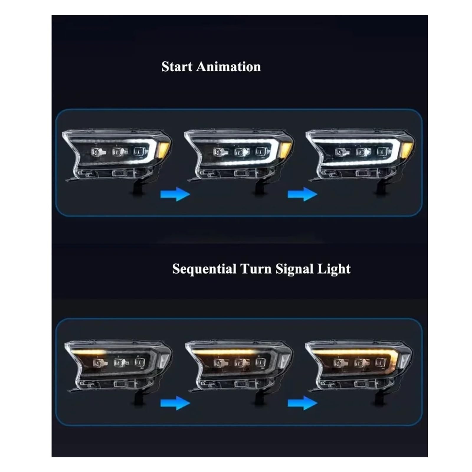 Faro Anteriore per Auto Ford Ranger T6 2015-2021, Gruppo Ottico, Accessori Auto, luci diurne a LED, indicatori di direzione, Faro.