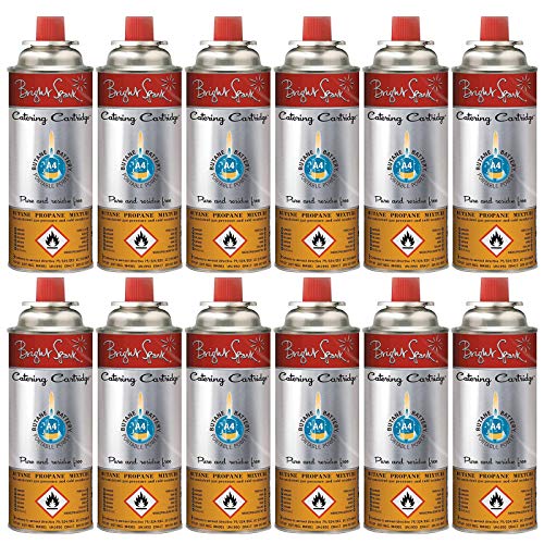 Bright Spark 12 x Ventil Gas Kartusche Camping Kocher Brenner Butan/Propan...