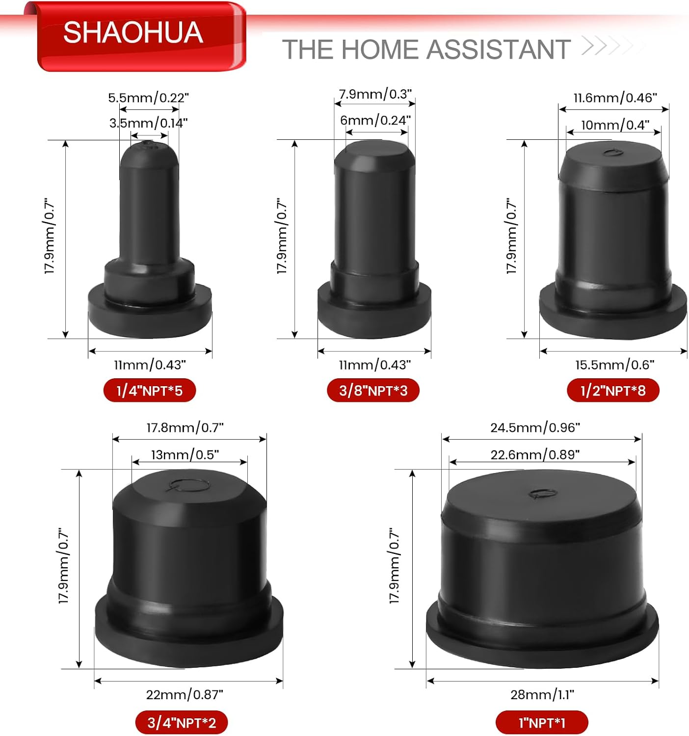 NPT Cable Gland Kits, 40PCS Cord Grip 1/4" 3/8" 1/2" 3/4" 1" Waterproof Cable Pass Through Grip w/19PCS Top Hat Rubber Grommets for Cable Glands, IP68 Waterproof Nylon Strain Relief Cord Connector image 5
