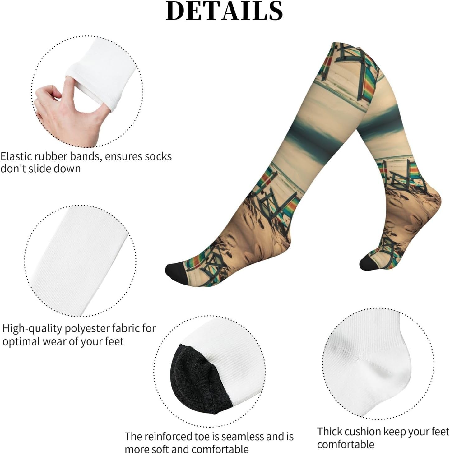 Beach Chairs Compression Socks For Women Men 15-20mmhg Graduated Support Circulation Knee High Socks For Nurses Athletic