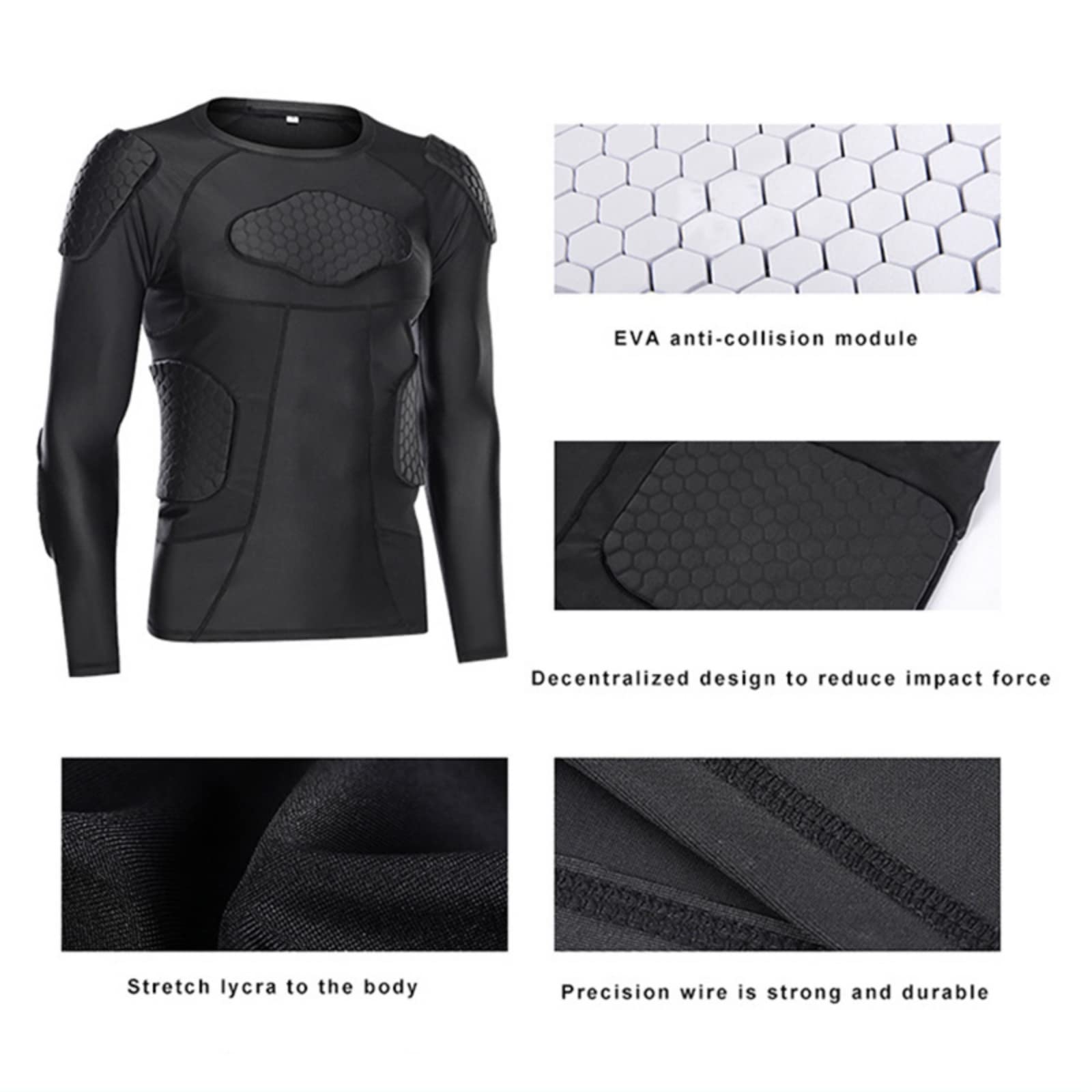 Hotfiary Men's Padded Protective Shirt/Pants Padded Compression Pants Long Sleeve/Short Sleeve Compression Shirt