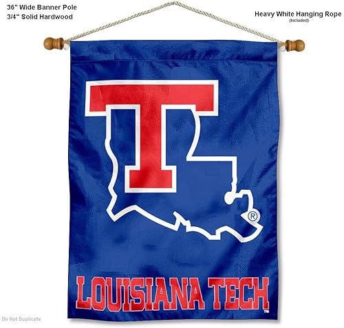 Miniatura 2 de College Flags & Banners Co. Louisiana Tech Bulldogs Banner con poste colgante