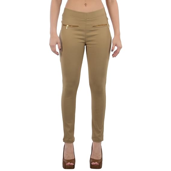 Blended Stretchable Jeggings (Beige, 28 