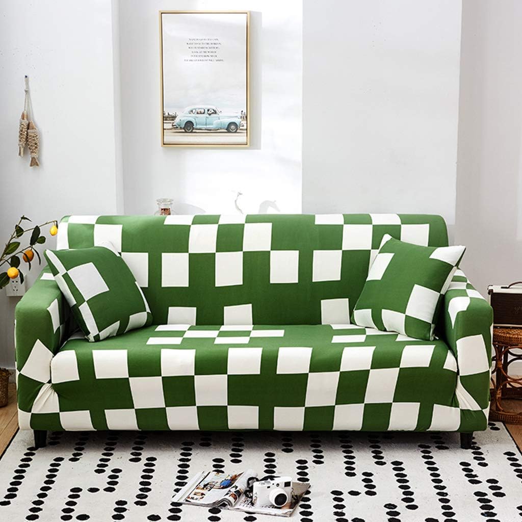 ZHOUXIAO High Stretch Sofa slipcovers Pattern for 1/2/3/4 L Shape seat Cushion Couch, loveseat Couch Cover with Elastic Bottom, Non-Slip Washable Sofa Cover for Living Room (S(90-140CM),D)