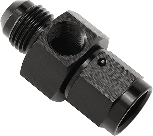 6AN Male to 6AN Female Fuel Pressure Gauge Take Off Fitting Adapter with 1/8 NPT Side Port Aluminum Black