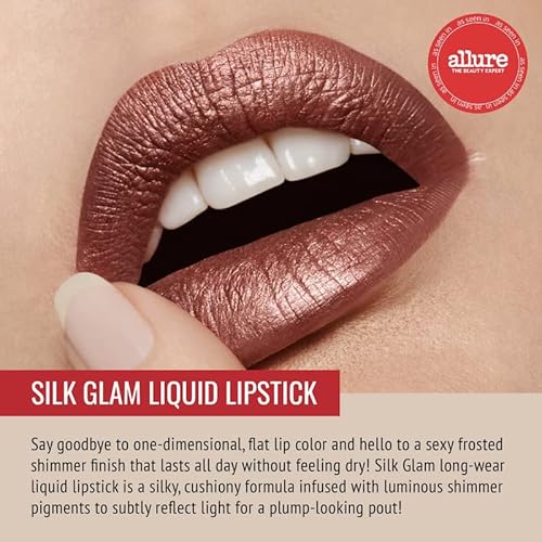 Runway Rogue Silk Glam Liquid Lipstick, Long-Wear Golden-Bronze Liquid Lipstick, Film Noir #TOP1