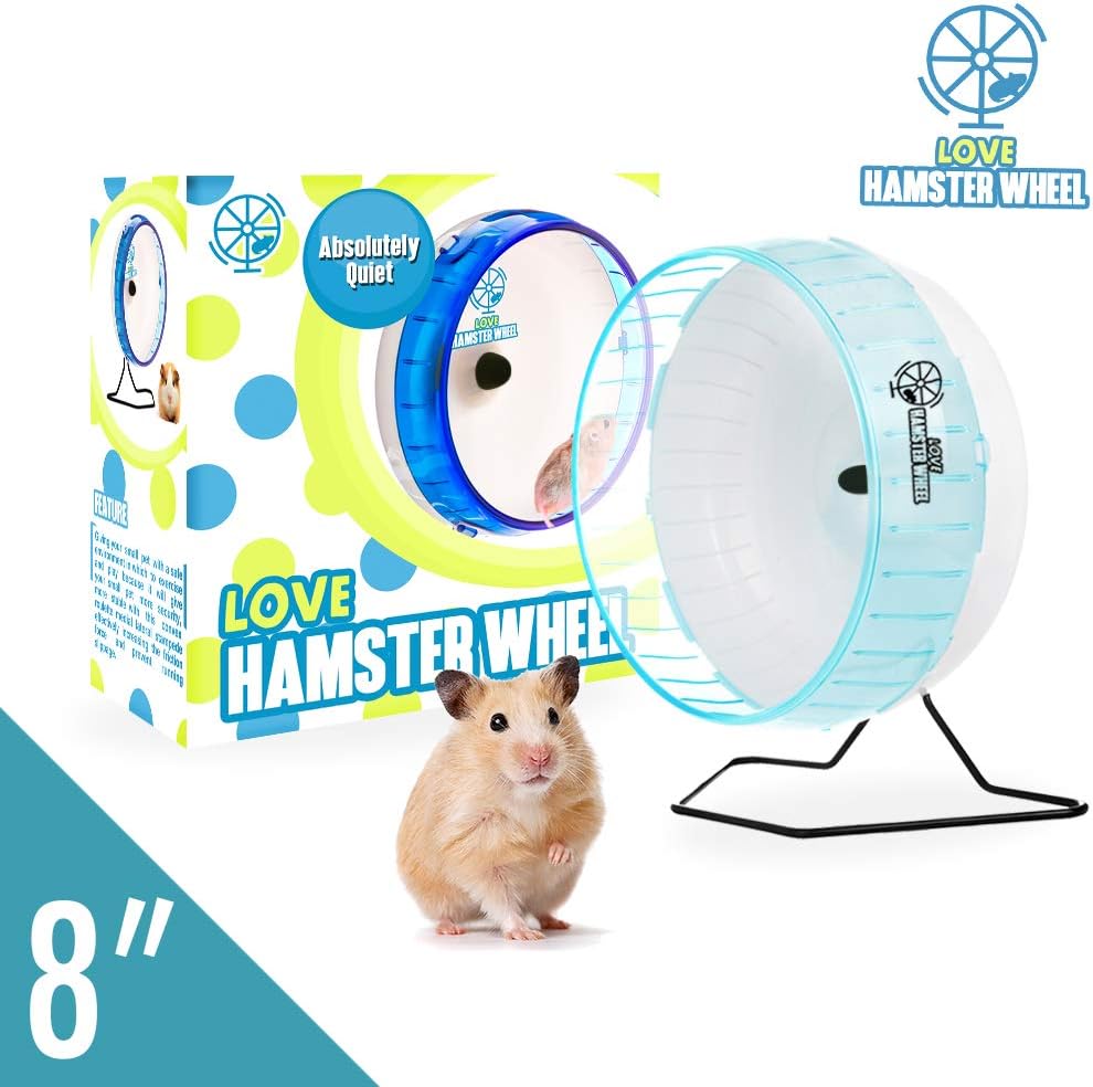 Hamster Wheel 8” Silent Wheel, Exercise Wheel for Hamsters Gerbils and Other Small Animals, Blue