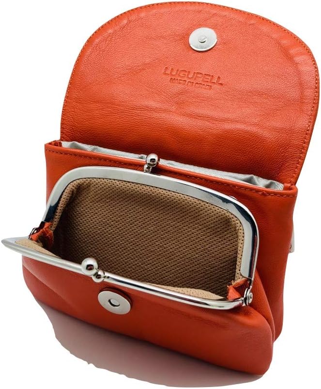 Woman, Lady and Girl Leather Purse, orange, Elegant, 12.5 inches x 9 inches - Image 5