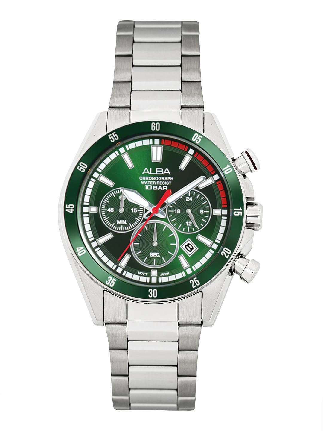 Alba Stainless Steel Men Analog Wristwatch At3J25X1, Green Dial, Silver Band (B0CD84ZRF8) Amazon Price History, Amazon Price Tracker
