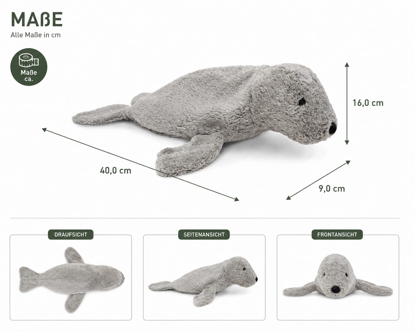 SENGER Tierpuppen Kuscheltier graue Robbe, klein