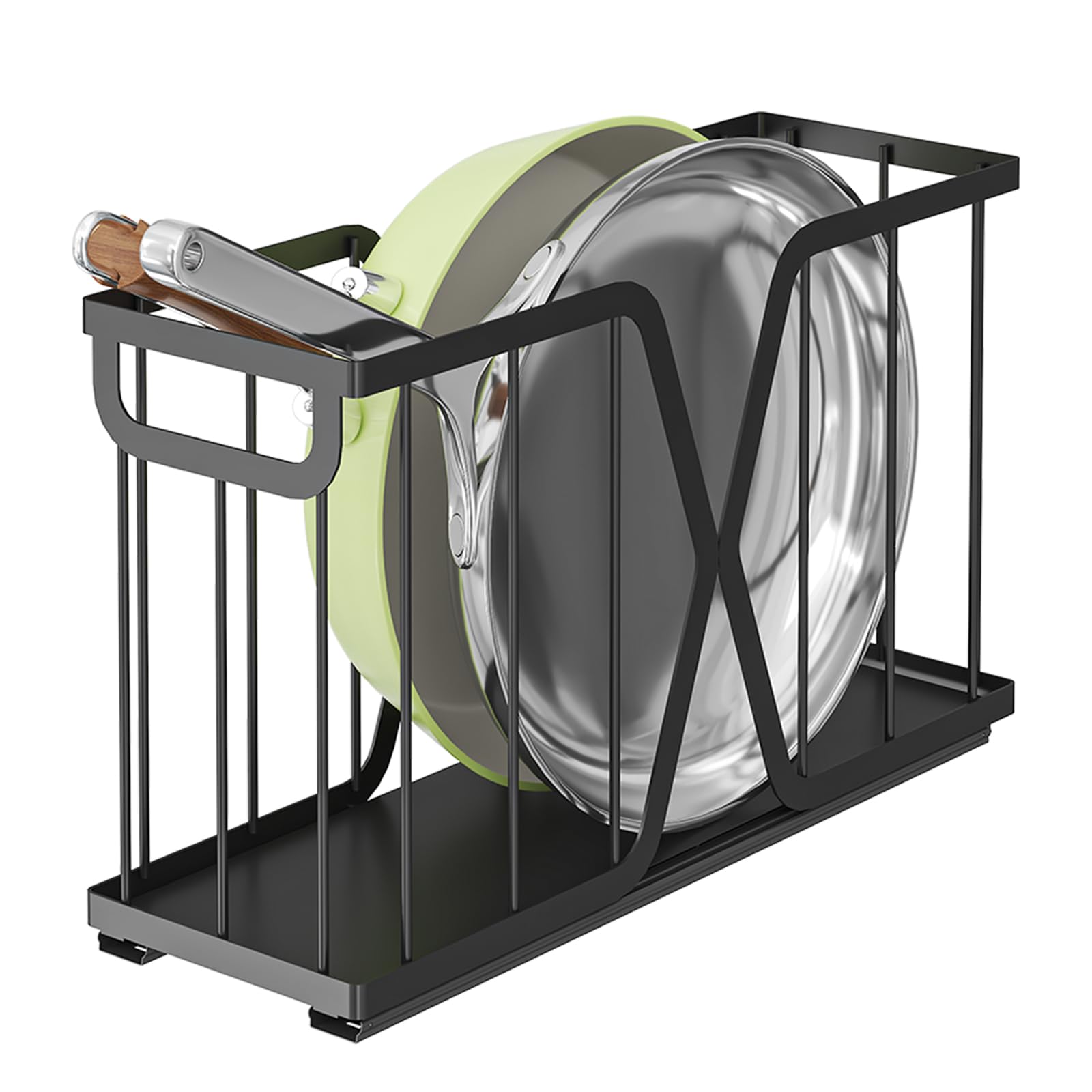 Rangement Tiroir Extensible pour Évier – Panier Coulissant en Métal Robuste pour Casseroles, Pots et Épices – Installation sans Outils – Noir (Lot de 2 Pièces)