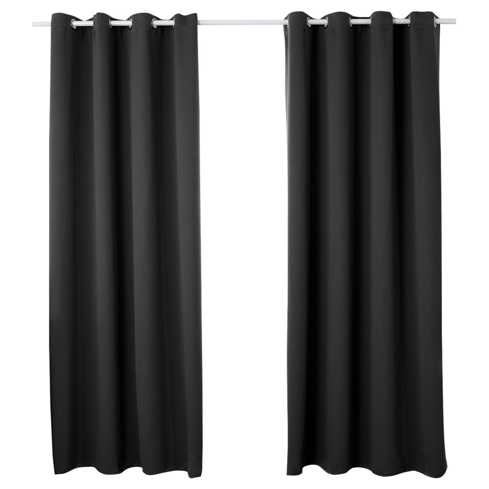 WOLTU 2er Set Gardinen mit Ösen, Verdunklungsvorhang für Wohnzimmer Schlafzimmer, Blickdicht, gegen Kälte und Hitze, 250g/m² Dicke,135x245 cm, Schwarz