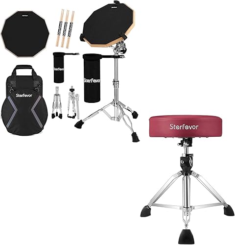 Miniatura 1 de Starfavor Almohadilla de práctica de tambor con juego de soporte de tambor y trono de tambor Starfavor ajustable