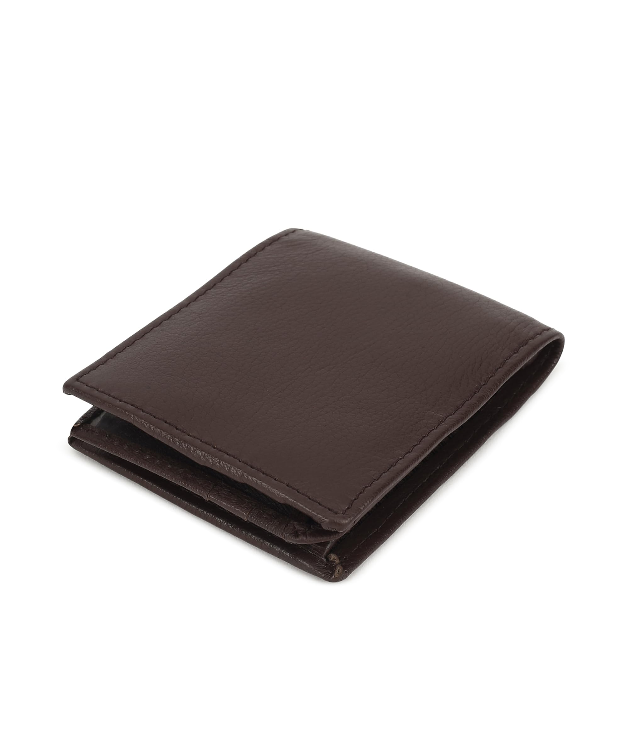 Leatherboss Leather Boys Slim Compact Flap Id Coin Pocket Bifold Wallet with debit credit card holder, Dark Brown