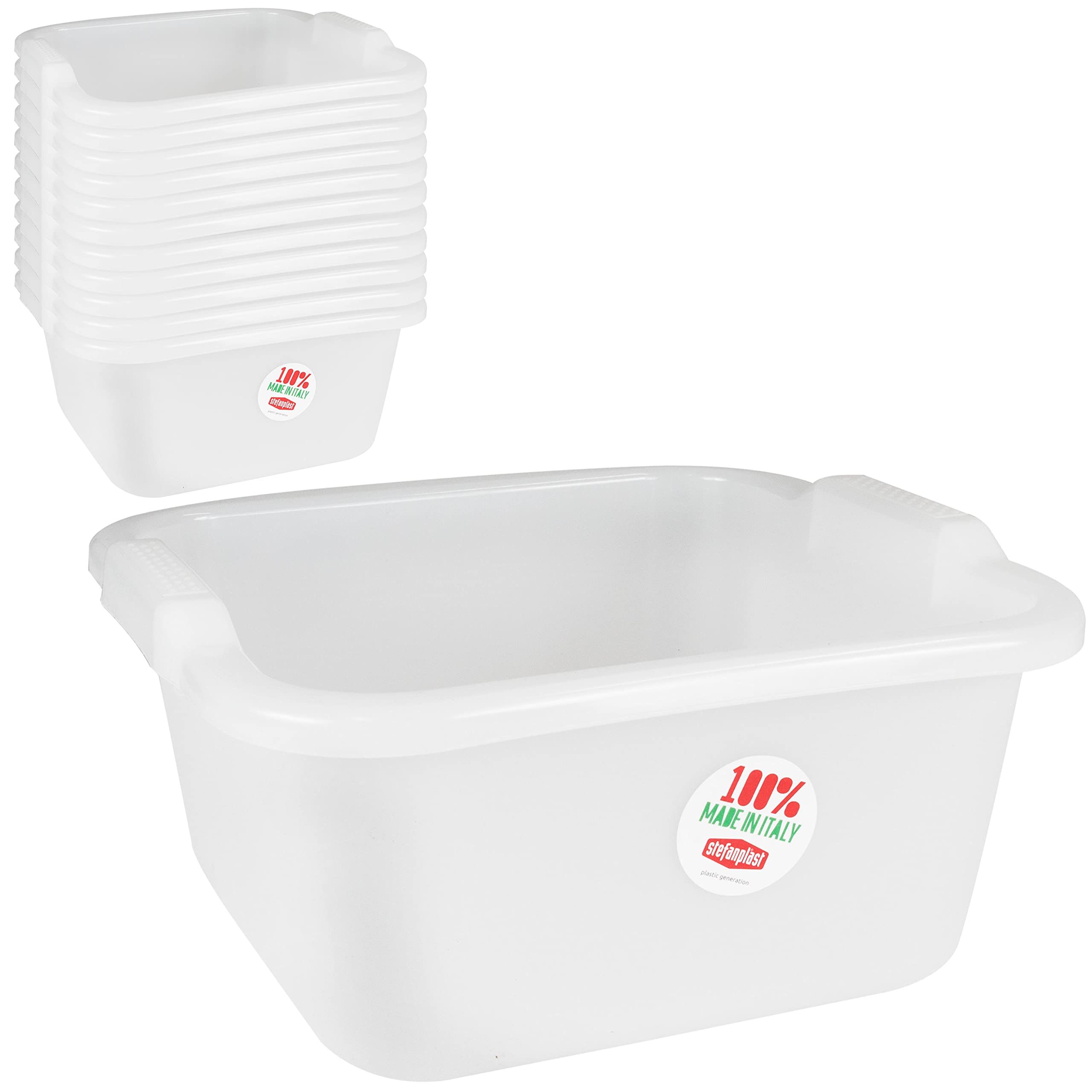 Schüssel 16 Liter quadratisch 38x37x18 cm weiß LDPE-Kunststoff lebensmittelecht Universal Haushaltsschüssel nestbar