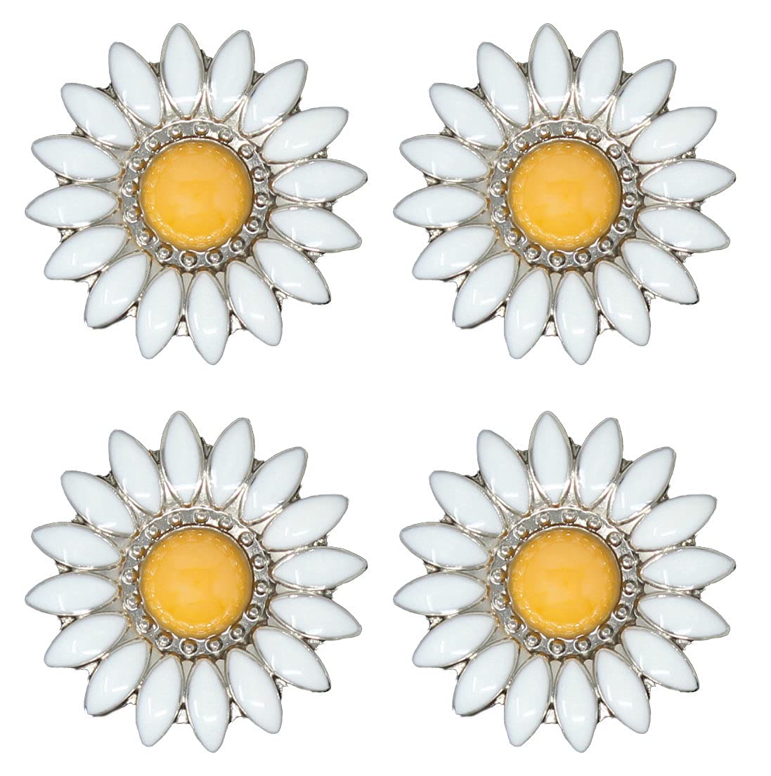 Set 4 Conchos Rhinestone Horse Saddle Western Bridle Daisy Floral Yellow Co367