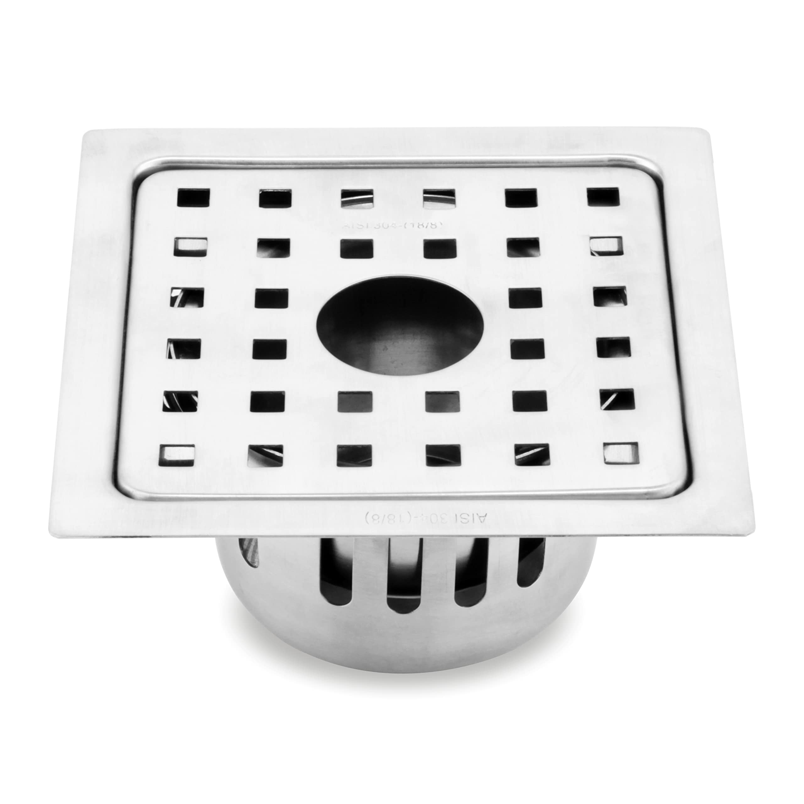 Ruhe® Square Fire Flat Cut Floor Drain with Hole | 304 Grade Stainless Steel Drain Jali with Matte Finish | 5 x 5 inches | Floor Drainer with Cockroach Trap/Jali & Hole (B09JGL46WK) Amazon Price History, Amazon Price Tracker