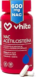 Vhita NAC N-acetil L-cisteína 600mg, Suplemento Com Selênio e Molibdênio, 30 Cápsulas