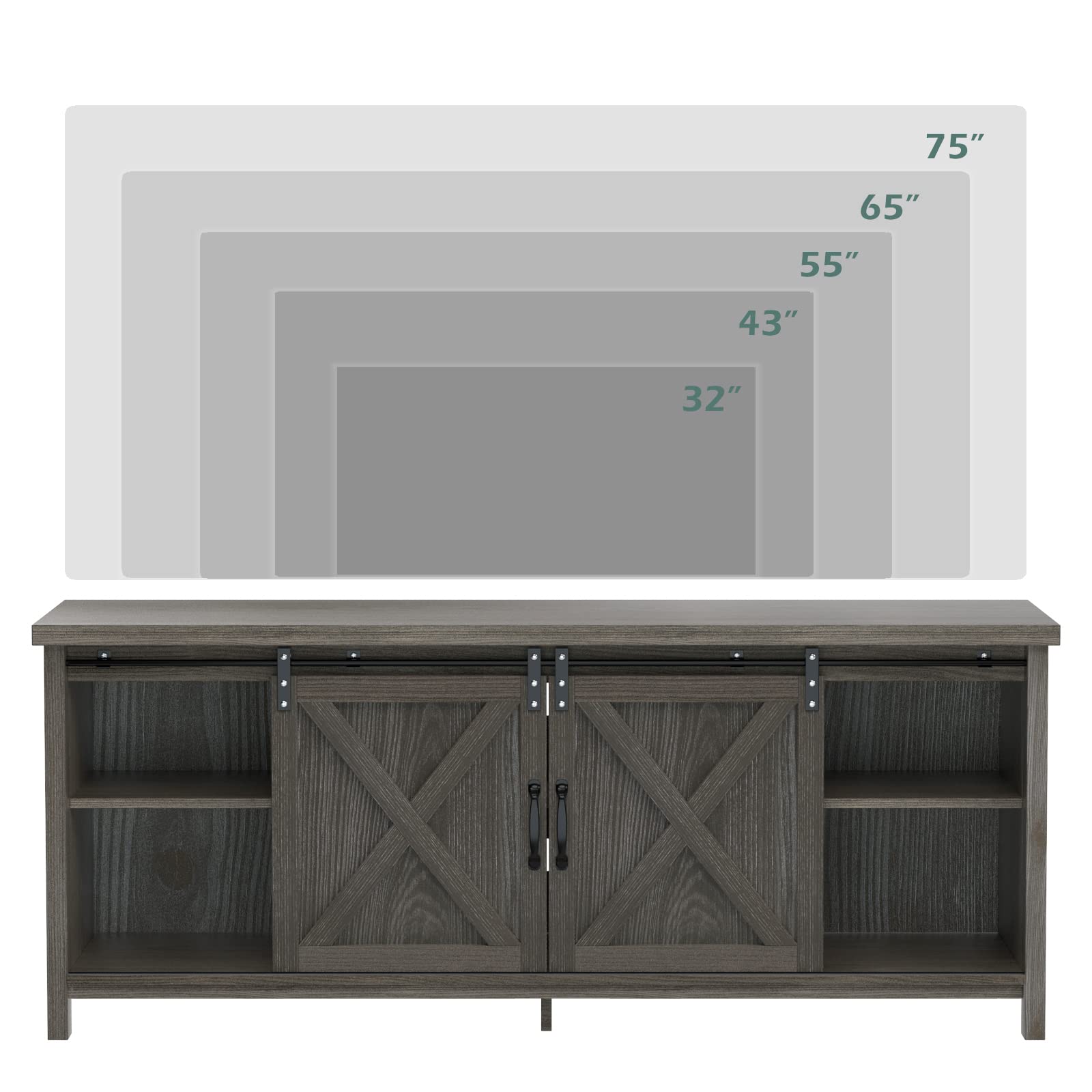 GAZHOME Modern Farmhouse TV Stand with Sliding Barn Doors, Media