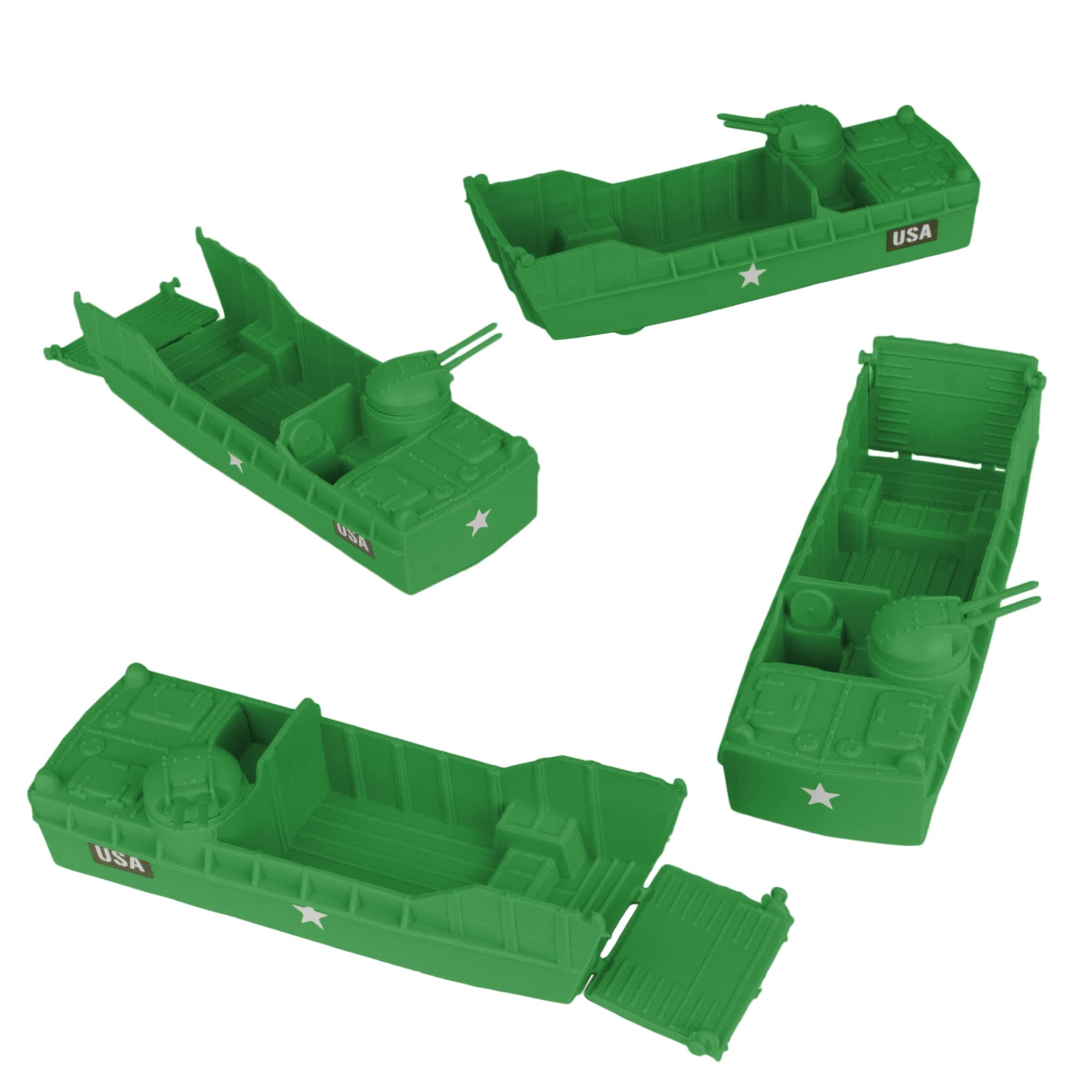 BMC Classic Marx Landing Craft - 4 unidades de plástico verde ejército hombres vehículos de barco 5