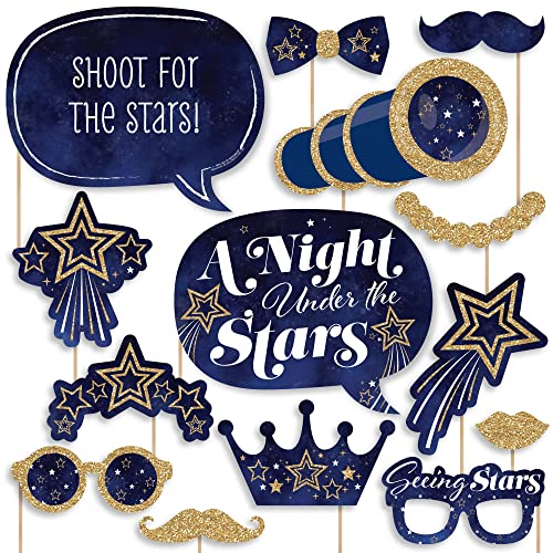 Big Dot of Happiness Starry Skies - Under The Stars Photo Booth Props - Starry Night Photo Booth Props - Gold Celestial Party Photo Booth Props Kit - 20 Count