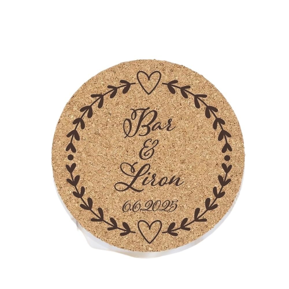 10pcs Wedding Name Place Card - Round Cork Coasters, Guest Names Place Card, Gifts For Wedding Guests, Custom Cork Coasters(Style 10)