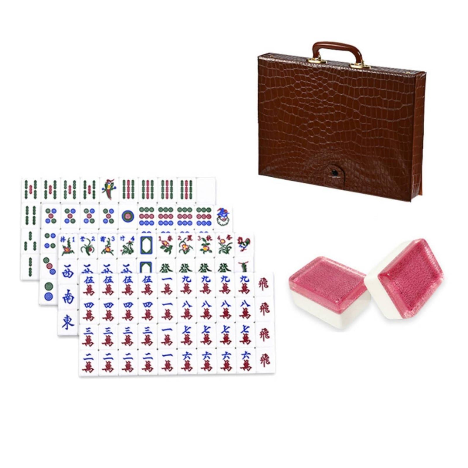 Mahjong 160 Tuiles en Cristal Acrylique Transparent, Rose