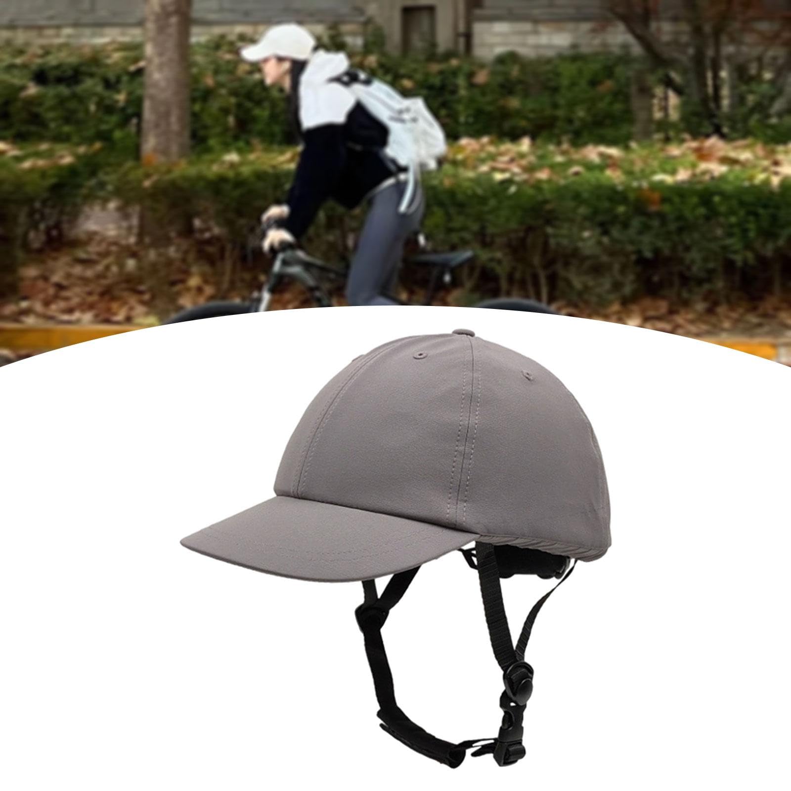Gralara Fahrradhelm Hut Damen Fahrradhelm Hut Stoßabsorption Fahrrad Baseballkappe Leichte Fahrrad Mütze Verstellbare Schutzkappe PC Material für Radfahre, Grau, L
