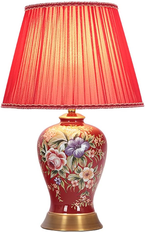 Ceramics Table Lamp Chinese Traditional Painted Flowers Bedroom Bedside Lamp Jingdezhen Porcelain China Antique Ceramics Desk Lamp Large Oriental Vase Office Night Lamp