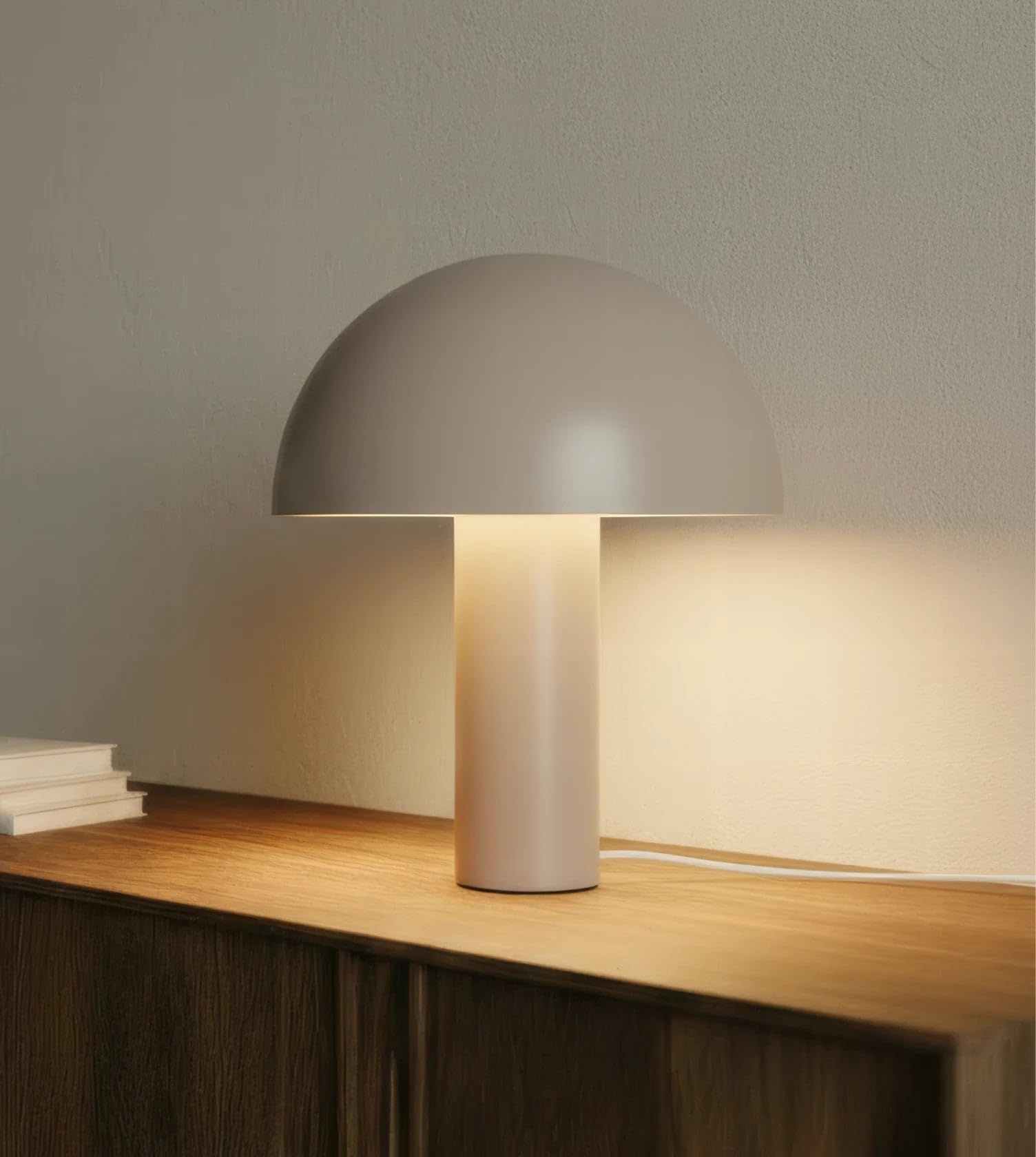 NEONA TIO Tischleuchte Schwarz Eisen Retro Pilzdesign, Tischlampe E14 Fassung Verstellbarer Kopf, Nachttischlampe Sideboard Schreibtisch (Sand)