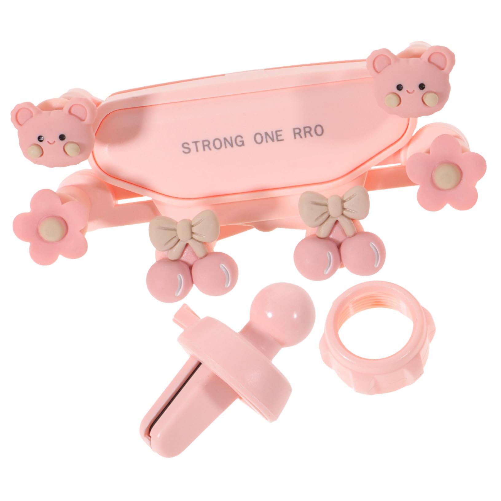 HOMSFOU 4pezzi Supporto Telefonico Per Auto Con Orsetto Cartoon Supporto Per Smartphone Facile Da Installare e Rimuovere Clip Per Bocchette Aria Design Elegante e Funzionale Per Tutti