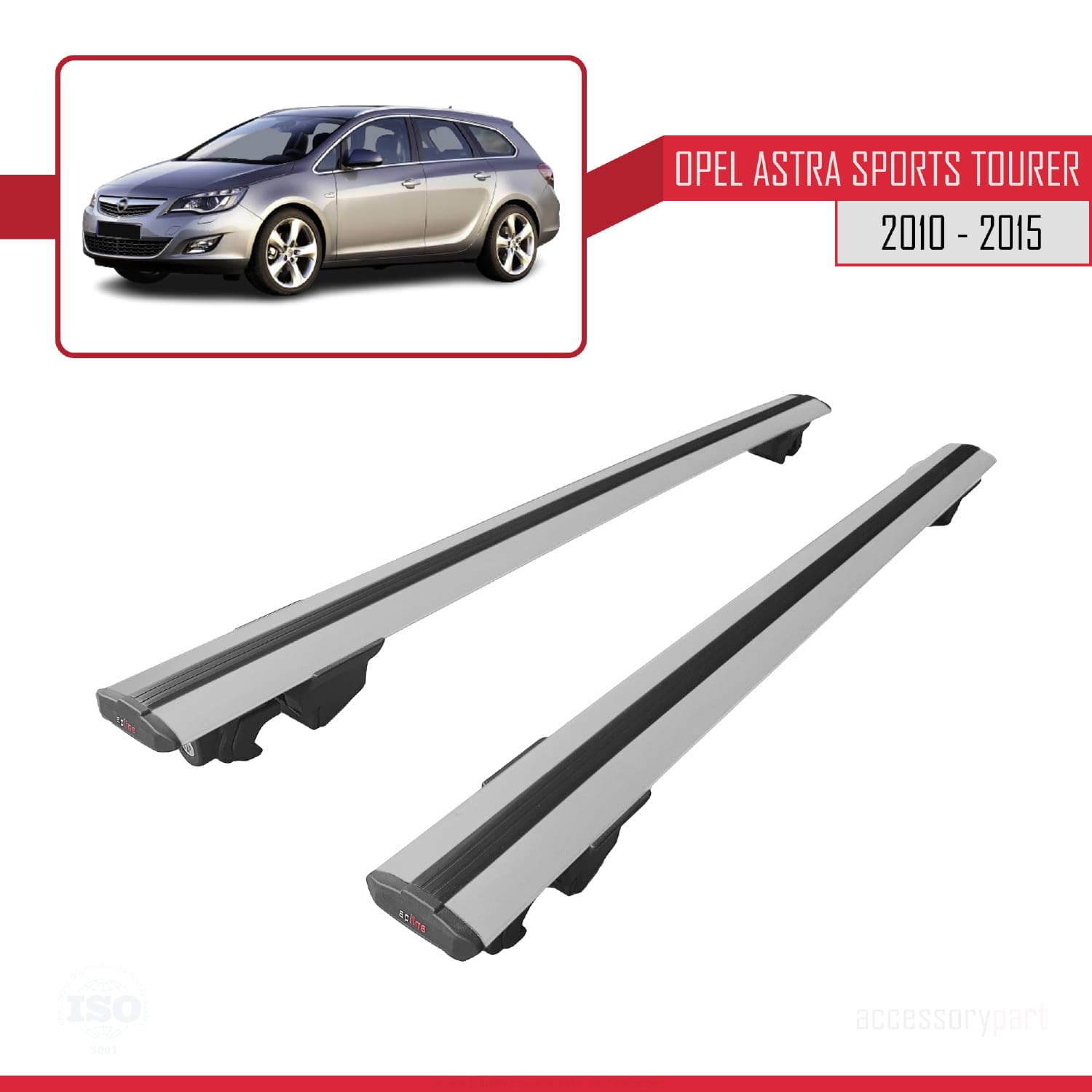 Apline Compatible with Opel Astra J Wagon 2010-2015 Roof Racks HOOK Car Top Luggage Carrier Rail Bars With Key BLACK