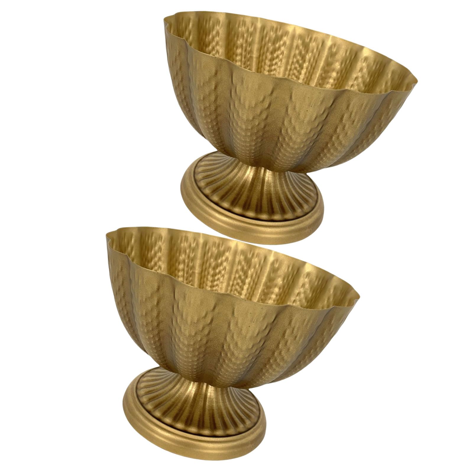 Stylish Flower Vases for Tabletops Set of 2 Small Iron Compote Bowls with Elegant Charm for Wedding Supplies and Event Vintage Gold Vase