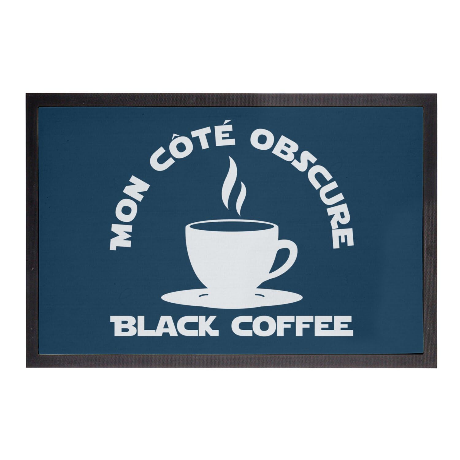 Paillasson bleu expresso 60x40cm tapis de sol entrée café noir