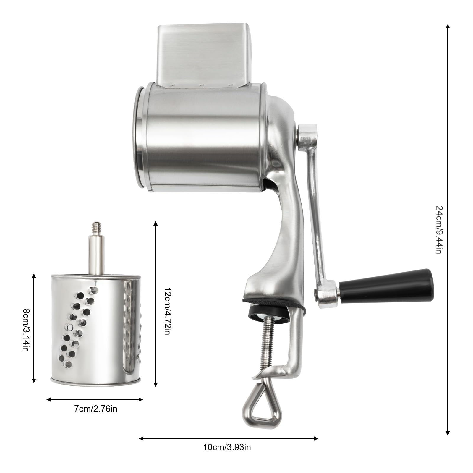 Affettaverdure manuale, in acciaio inox, grattugia per patate, grattugia a tamburo, affettatrice per verdure con 5 lame per cetrioli, formaggio, noci