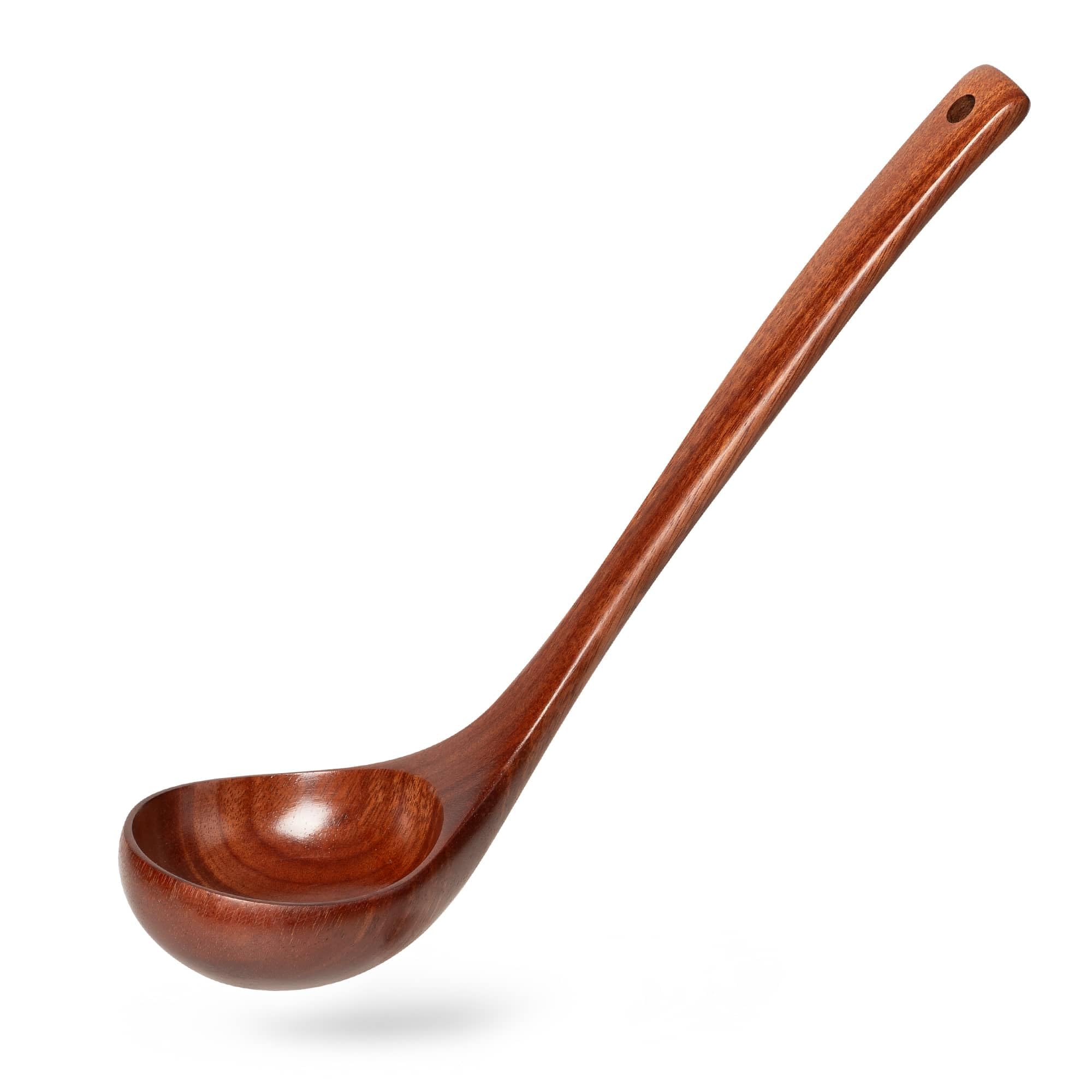Hefild Hefild Wooden Soup Ladle for Cooking, 10.8 Inch, 1.6 oz, Red Wood