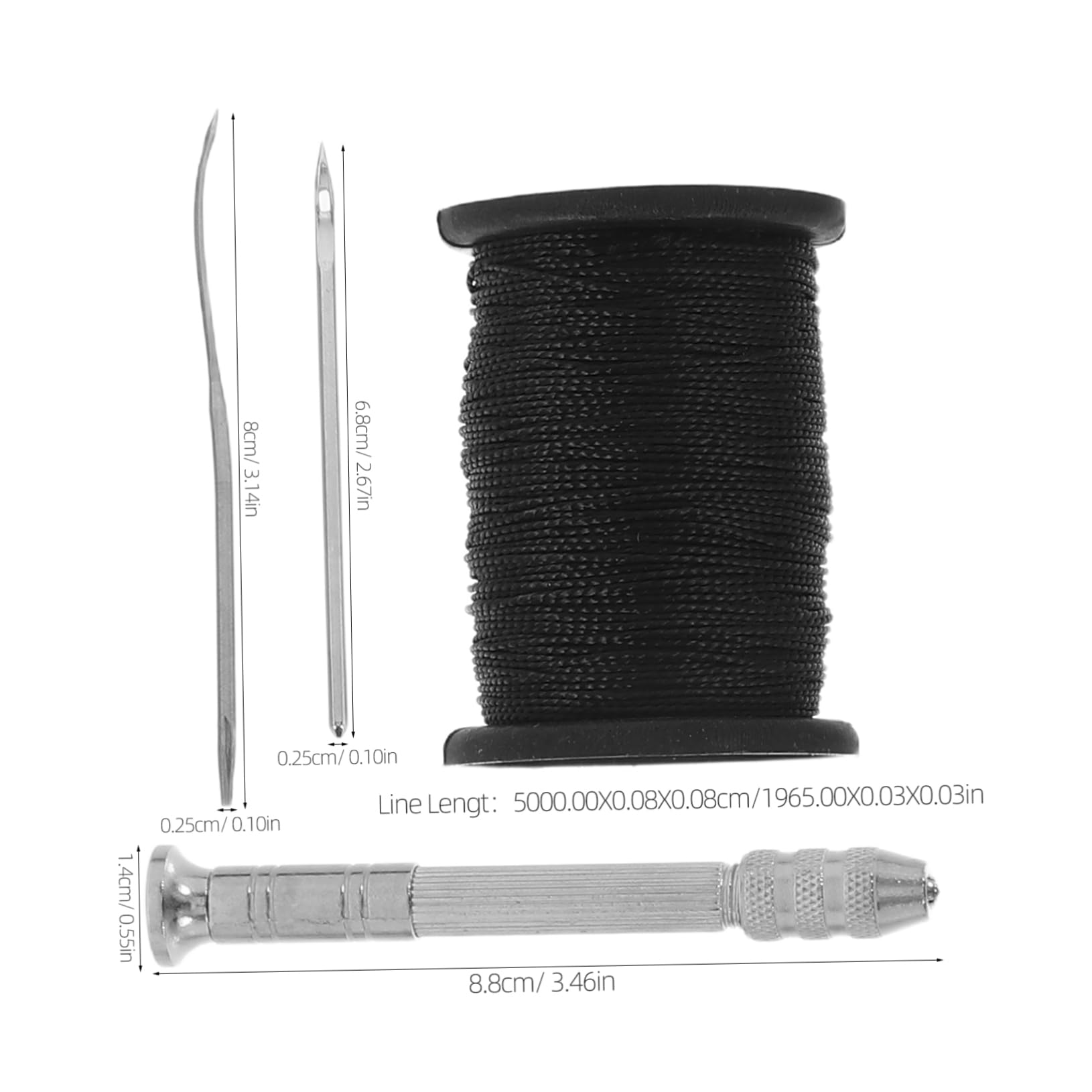 VILLCASE 7pc Metal Sewing Awl Needles Set for Upholstery Repair Heavy Duty Needle Thread Kit Aluminum Alloy Awl for Hand Sewing