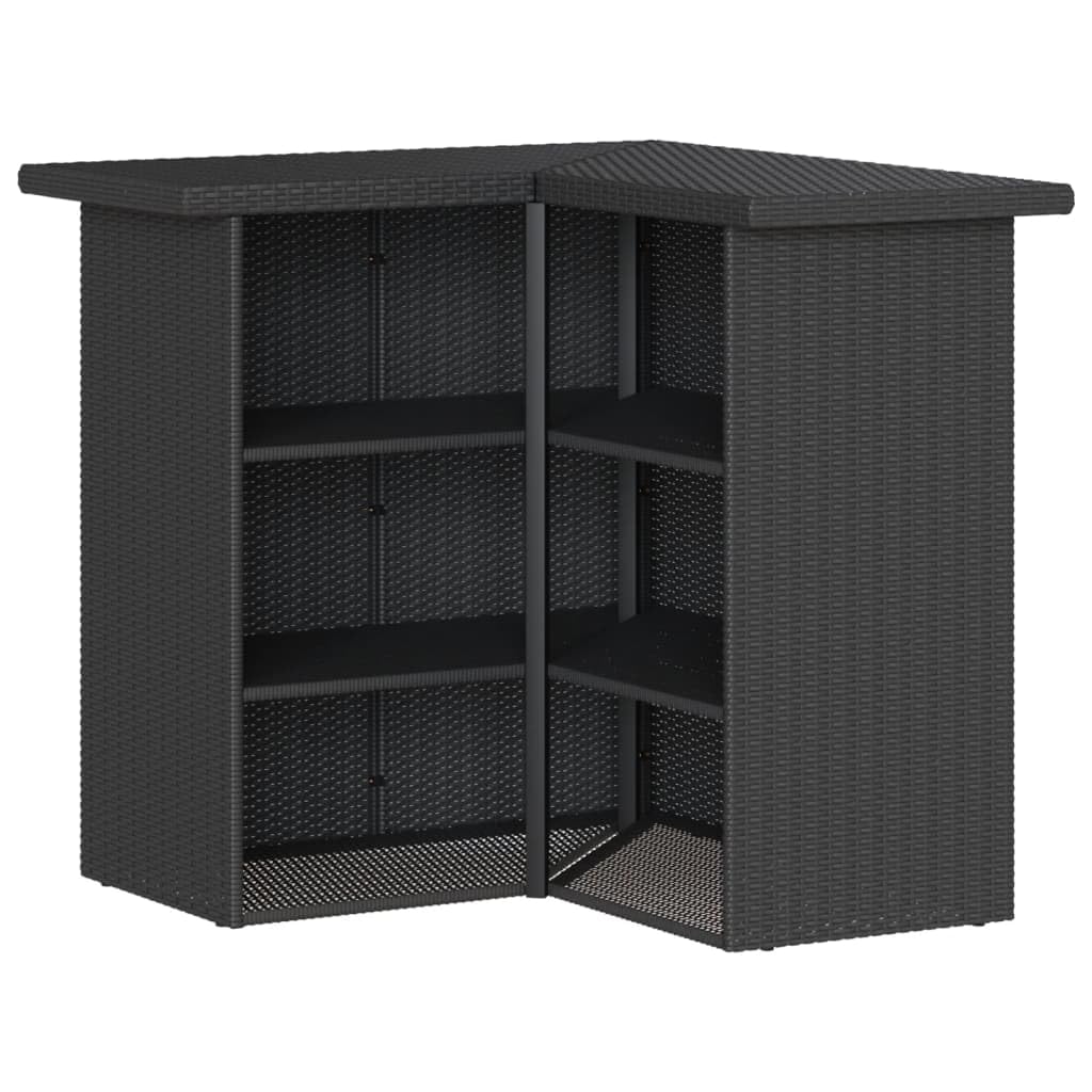 vidaXL Ensemble de Bar de Jardin 3 pcs avec Coussins Noir Poly rotin
