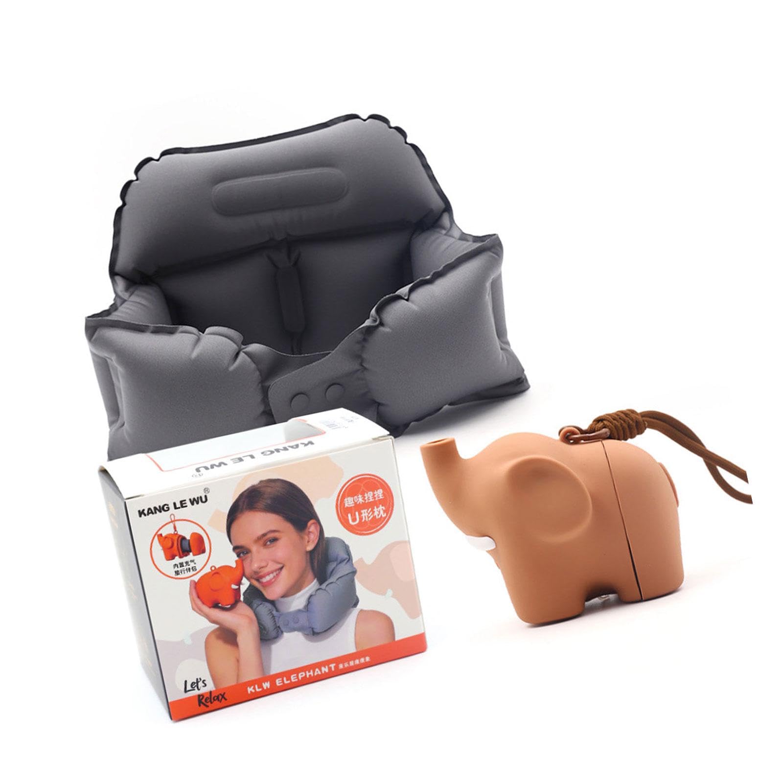 Whoasyst U Shape Neck Pillow Easy to Inflatable and Fold for Long Flight and Trip Offices Sleep Neck Supporterow