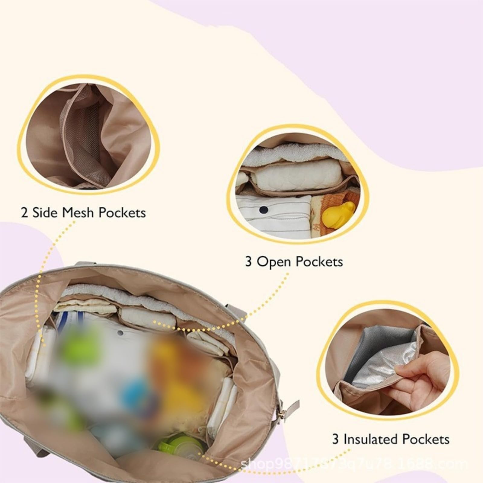 Générique Sac à langer multifonctionnel, grande capacité, sac à bandoulière avec étui à tétine pour maternité et bébé, voyage, plage